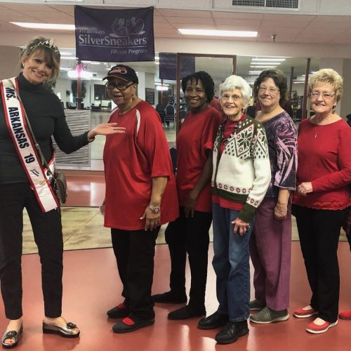 Ms. Arkansas Senior America 2019 Sharon Morgan Tahaney with Silver Sneakers at the El Dorado Senior Center