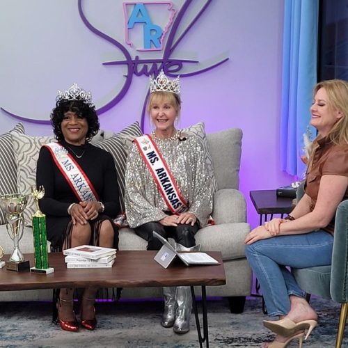 Ms. Arkansas Senior America 2022 Dr. Margaret Pace and Ms. Arkansas Senior America 2017 Sherry Marshall doing an interview on Arkansas Style in Little Rock